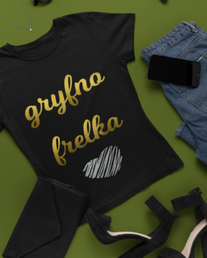 Koszulka Gryfno Frelka druk Złotą i brokatową folią flex