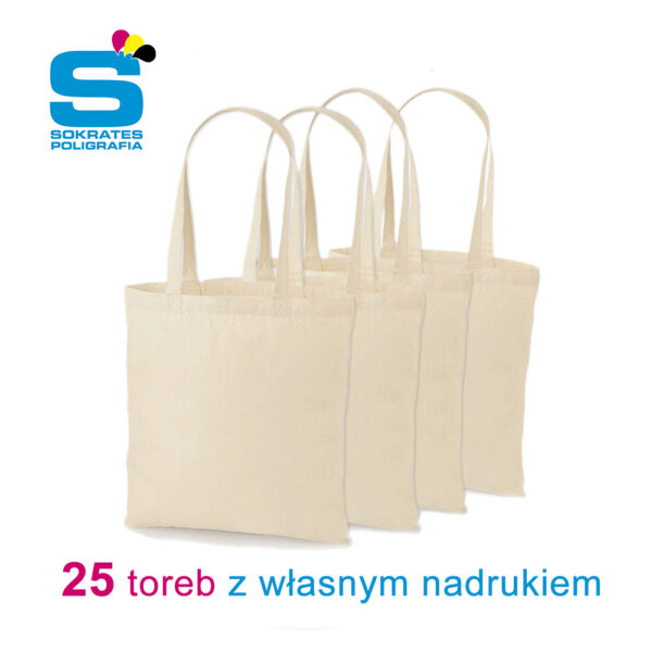 25 bawełnianych toreb z nadrukiem