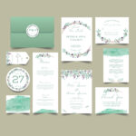 Olive Green Leaf Wedding Invitation Set