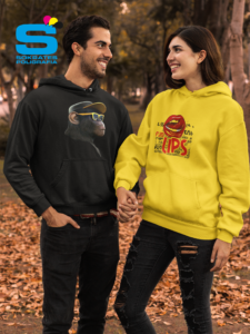 pullover hoodie mockup featuring a couple by brown leaves 31805