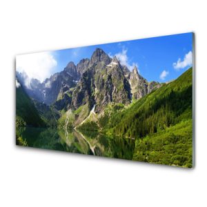 mountain lake nature grey green