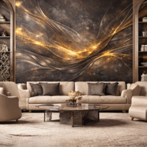 Elegancka Stylowa Kolekcja fototapet Graphite Gold Veil 1