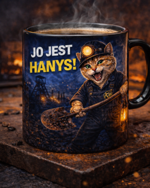 Kubek Kot Hanys 330 ml – śląski kubek z grafiką