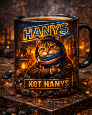 Kubek Kot Hanys 330 ml – śląski kubek z grafiką