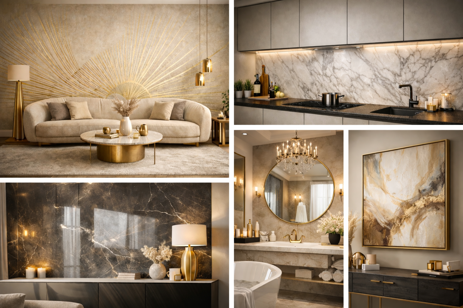 Elegancka zielen i marmur w wnetrzach 1